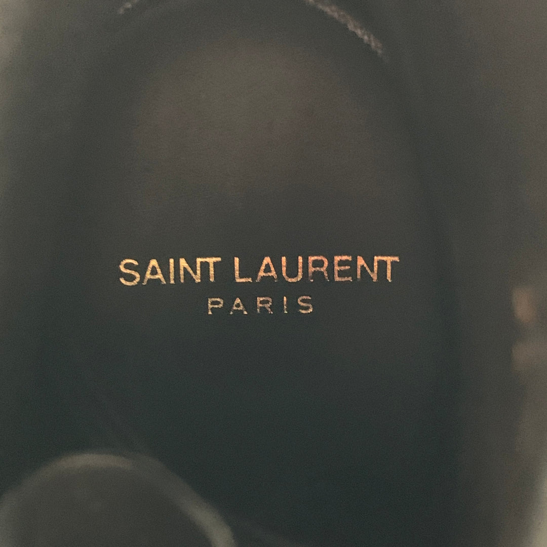 SAINT LAURENT Size 10 Black Leather Studded Ranger Boots