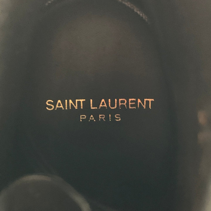 SAINT LAURENT Size 10 Black Leather Studded Ranger Boots