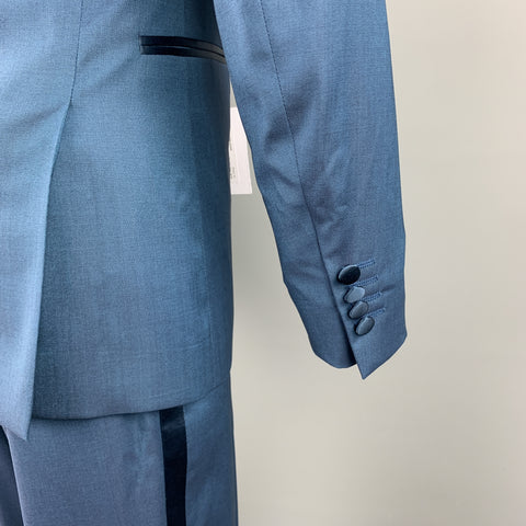PAUL SMITH Size 36 Teal Wool Peak Lapel Regular Tuxedo