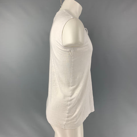 IRO Tissa Size XS White Solid Linen Crew-Neck Tank Top