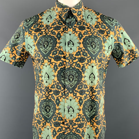 PS by PAUL SMITH Size M Green & Yellow Print Cotton Button Up Short Sleeve Shirt