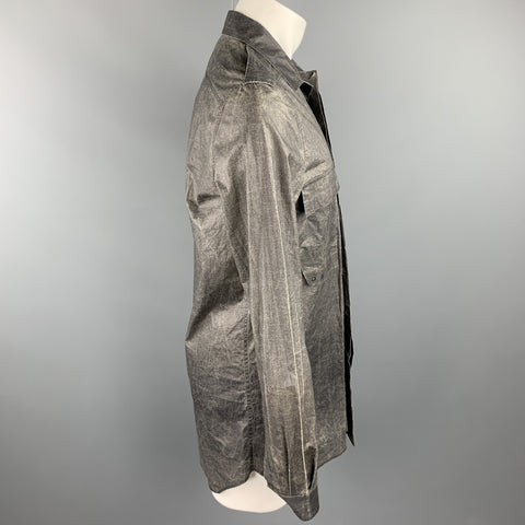 RICK OWENS CYCLOPS S/S 2016 Size M Charcoal Distressed Cotton Long Sleeve Shirt