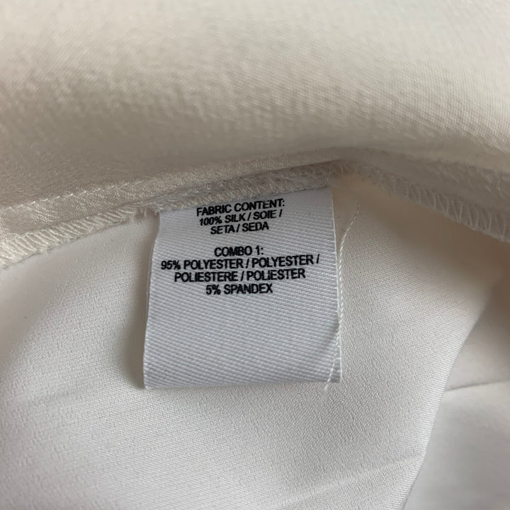 DEREK LAM Size 4 Cream White Silk Pleated Long Sleeve Blouse
