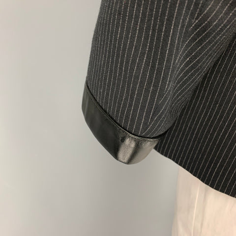 JOHN VARVATOS Size 42 Black Grey Pinstripe Cotton Blend Sport Coat