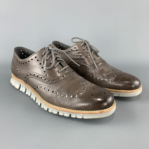 COLE HAAN Taille 8.5 Taupe Marron Cuir Perforé Semelle Athlétique Lace ZEROGRAND Up