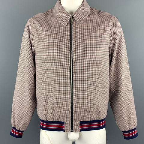 MELINDAGLOSS Size 40 Red White Blue Nailhead Cotton Zip Up Jacket