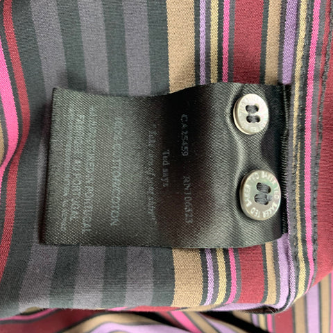 TED BAKER Size L Charcoal Pink Stripe Cotton French Cuff Long Sleeve Shirt