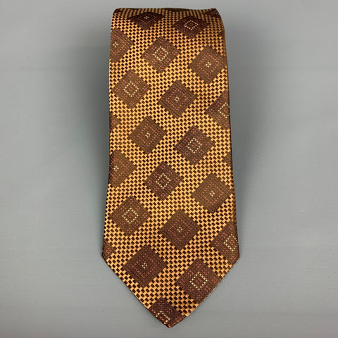 ERMENEGILDO ZEGNA Brown Woven Silk Tie