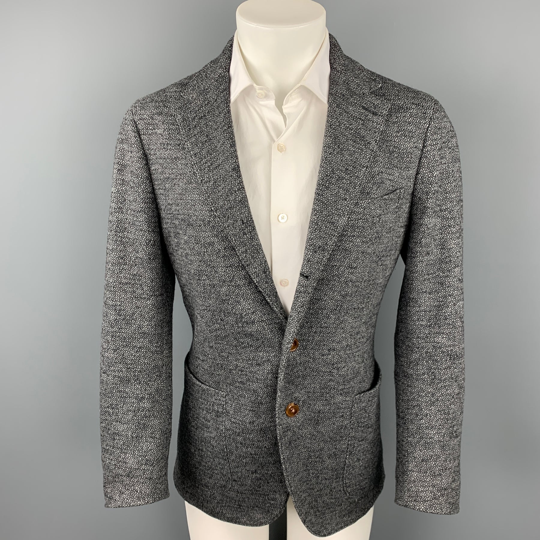 ALESSANDRO CANTARELLI Size 42 Grey Heather Wool / Cotton Notch Lapel Sport  Coat