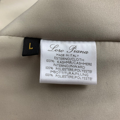 LORO PIANA Size L Taupe Cashmere Hidden Placket Strom System Jacket