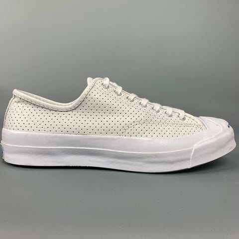 CONVERSE x Jack Purcell Size 8.5 White Perforated Leather Sneakers