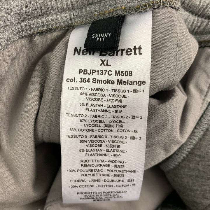 NEIL BARRETT Talla XL Pantalones deportivos de viscosa gris jaspeado Pantalones casuales