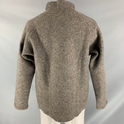 DANIEL CLEARY Size XL Grey Solid Wool Mock Neck Sweater