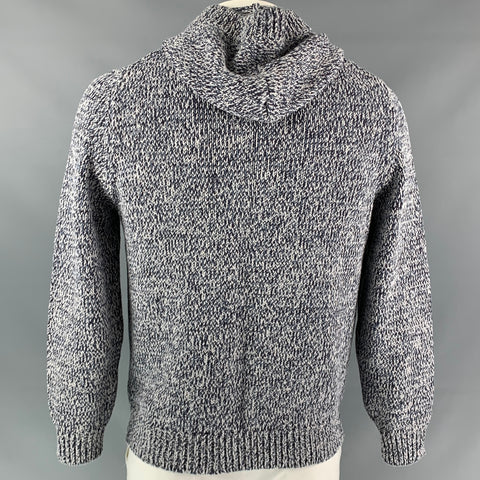 BRUNELLO CUCINELLI Size 44 Navy & Light Grey Heather Cotton / Acrylic Hooded Jacket