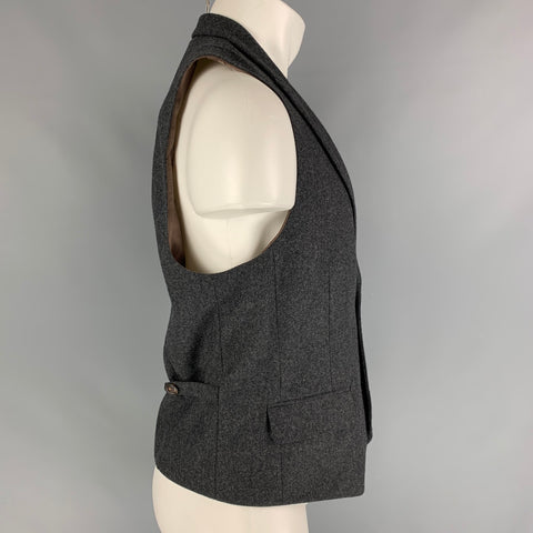 BRUNELLO CUCINELLI Size 40 Charcoal Heather Wool Side Tabs Vest