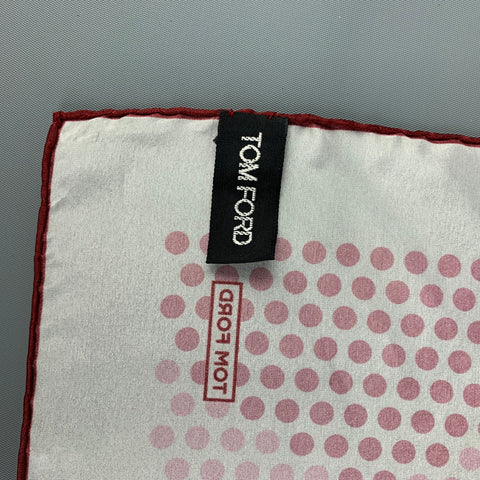 TOM FORD White Red Polka Dot Silk Pocket Square