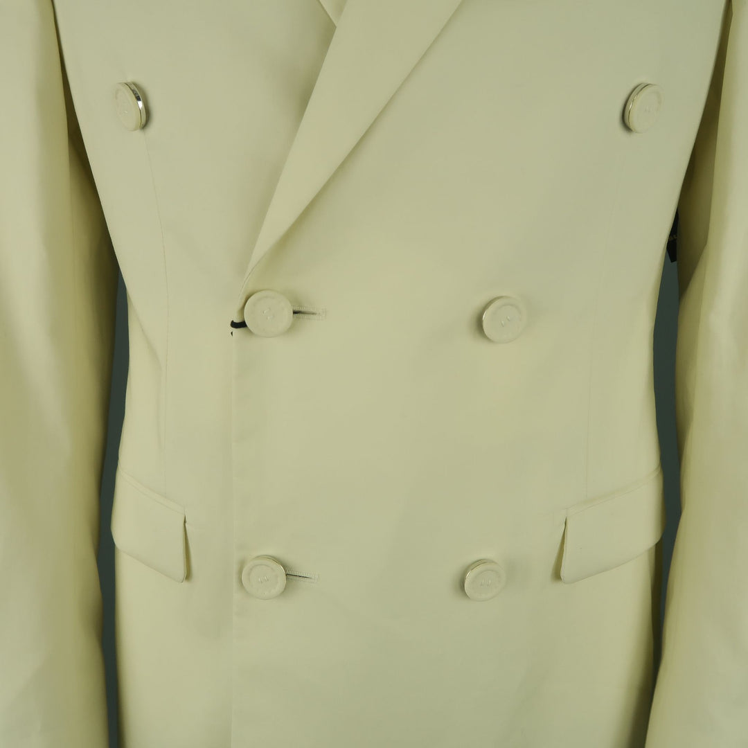 CALVIN KLEIN COLLECTION 42 Bone Cotton Double Breasted Sport Coat Jacket