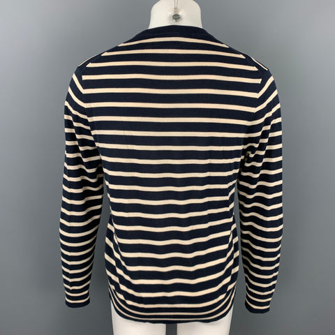PS by PAUL SMITH Size M Navy & Beige Stripe Cotton Crew-Neck Pullover