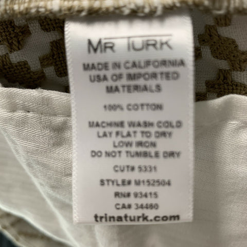 MR TURK Size 32 Beige Tan Woven Cotton Zip Fly Casual Pants