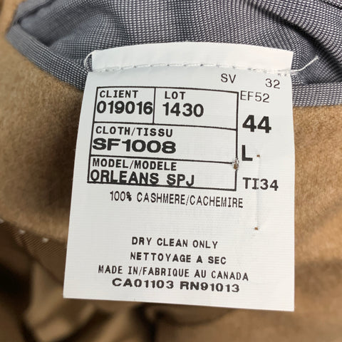 SAKS FIFTH AVENUE Size 44 Tan Cashmere Notch Lapel Sport Coat