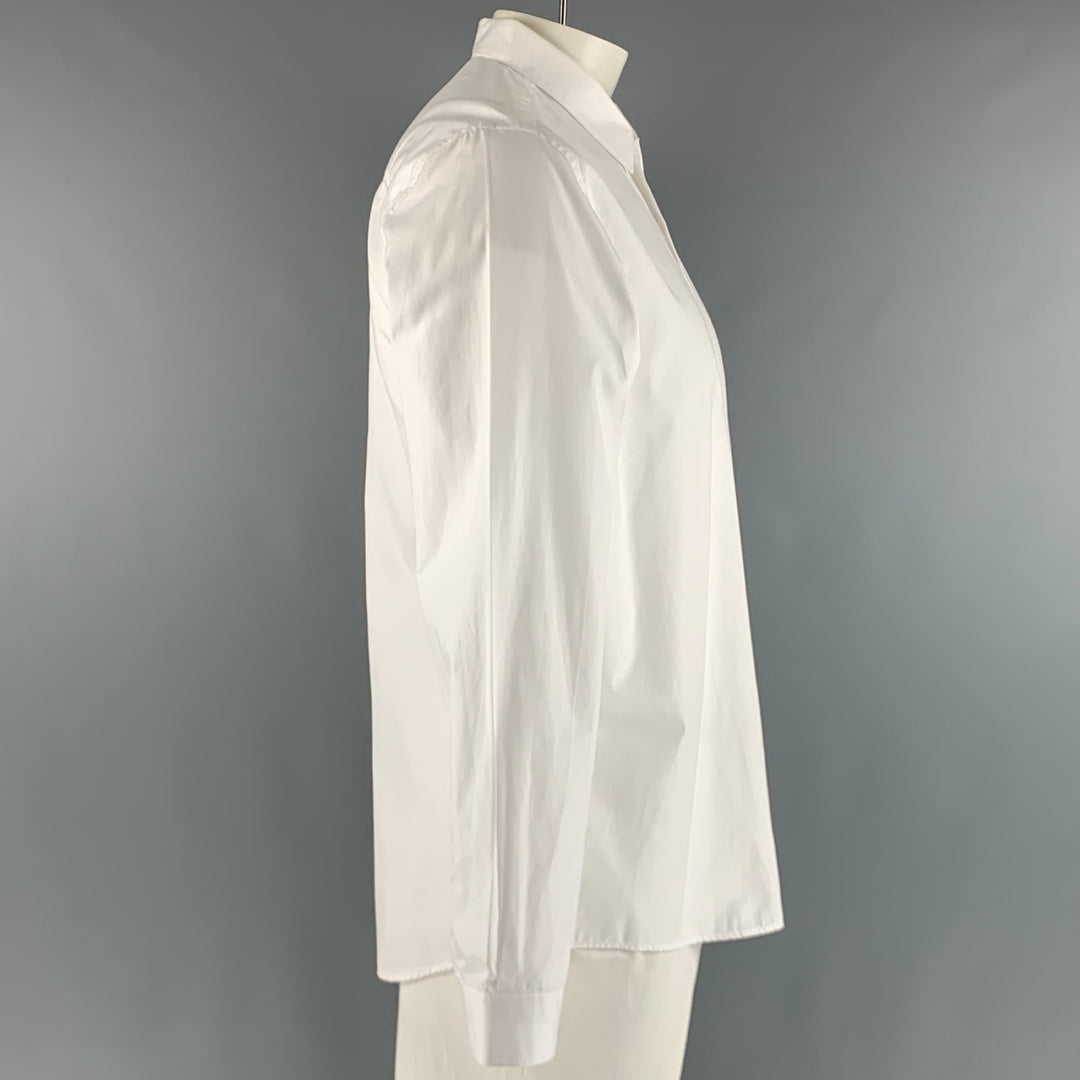 AMI by ALEXANDRE MATTIUSSI Size XL White Solid Cotton Long Sleeve Shirt