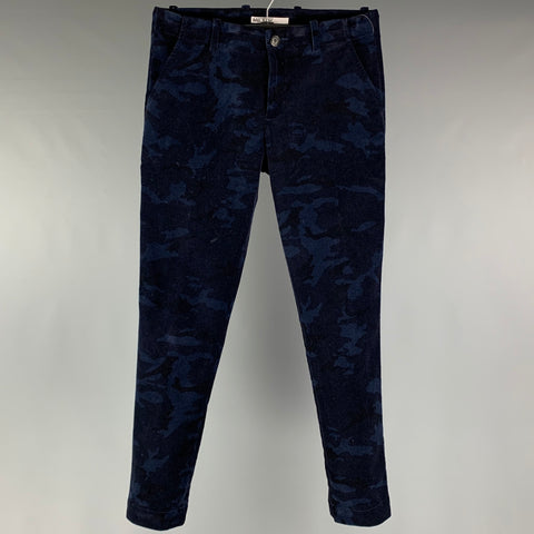 MR TURK Size 31 Navy Blue Camouflage Cotton Zip Fly Casual Pants