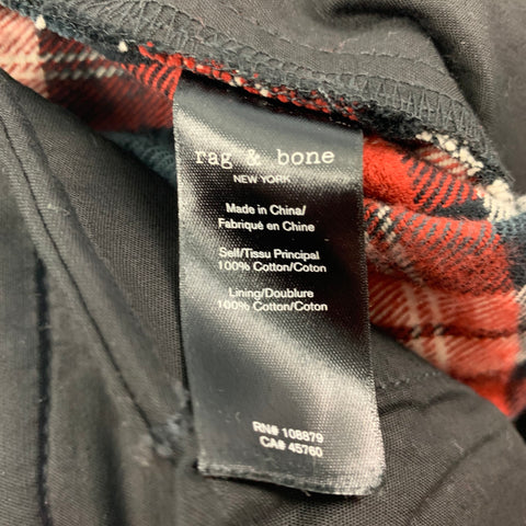 RAG & BONE Size 34 Red & Black Plaid Cotton Zip Fly Casual Pants