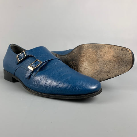 BRUNO MAGLI Size 9 Royal Blue Leather Double Monk Strap Loafers