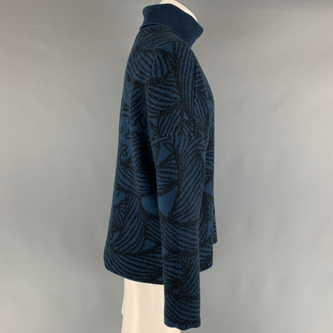 LOUIS VUITTON Size M Blue Black Knitted Not Listed Turtleneck Sweater