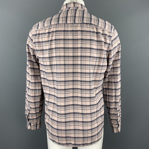 SAVE KHAKI Size M Light Pink Plaid Cotton Button Up Long Sleeve Shirt