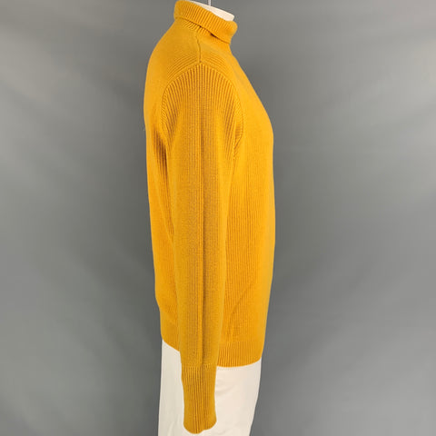 BARENA Taille XXL Pull Col Roulé en Laine Tricotée Jaune