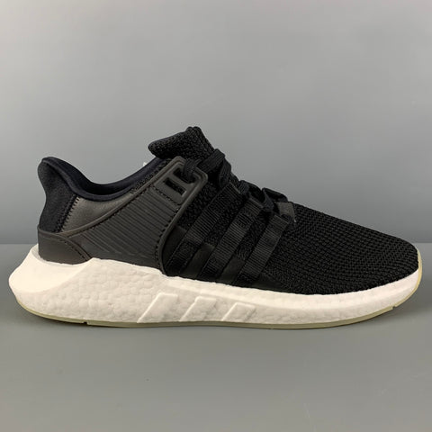 ADIDAS EQ3 SUPPORT 93/17 Size 10.5 Black White Stripe Mixed Materials Lace Up Sneakers