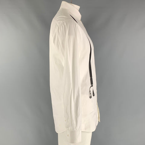 NEIL BARRETT Taille L Chemise à manches longues boutonnée en coton imprimé blanc noir