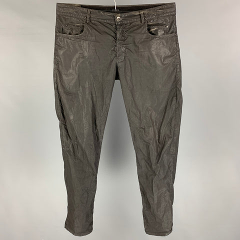 RICK OWENS DRKSHDW Taille 36 Pantalon décontracté en coton enduit de charbon de bois avec braguette boutonnée
