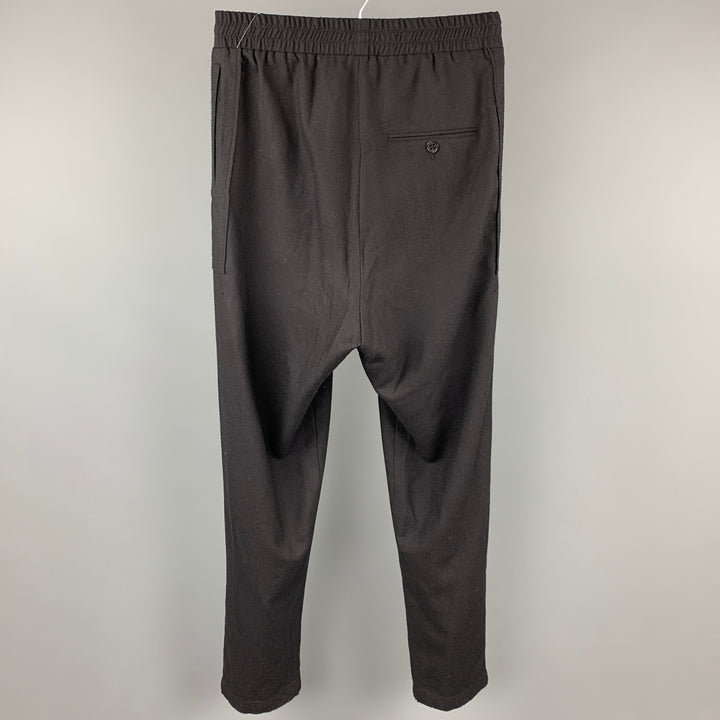 DAMIR DOMA Size 30 Black Wool Drop-Crotch Casual Pants
