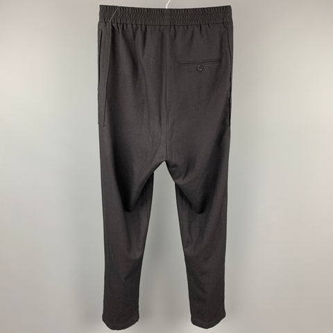 DAMIR DOMA Talla 30 Pantalones casuales de entrepierna caída de lana negra