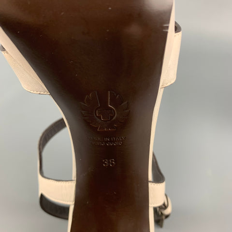 BELSTAFF Sandales à plateforme en cuir osseux taille 8 avec bride en T
