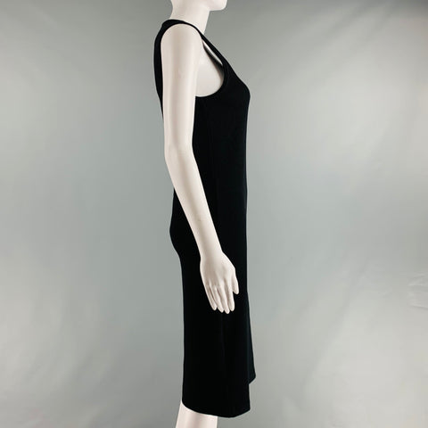 BOTTEGA VENETA Taille S Robe mi-mollet côtelée en coton noir
