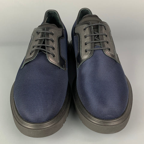 PAUL SMITH Size 9 Navy Black Textured Fabric Lace Up Shoes
