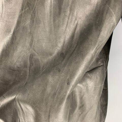 MARC JACOBS Size 40 Grey Leather Bomber Jacket