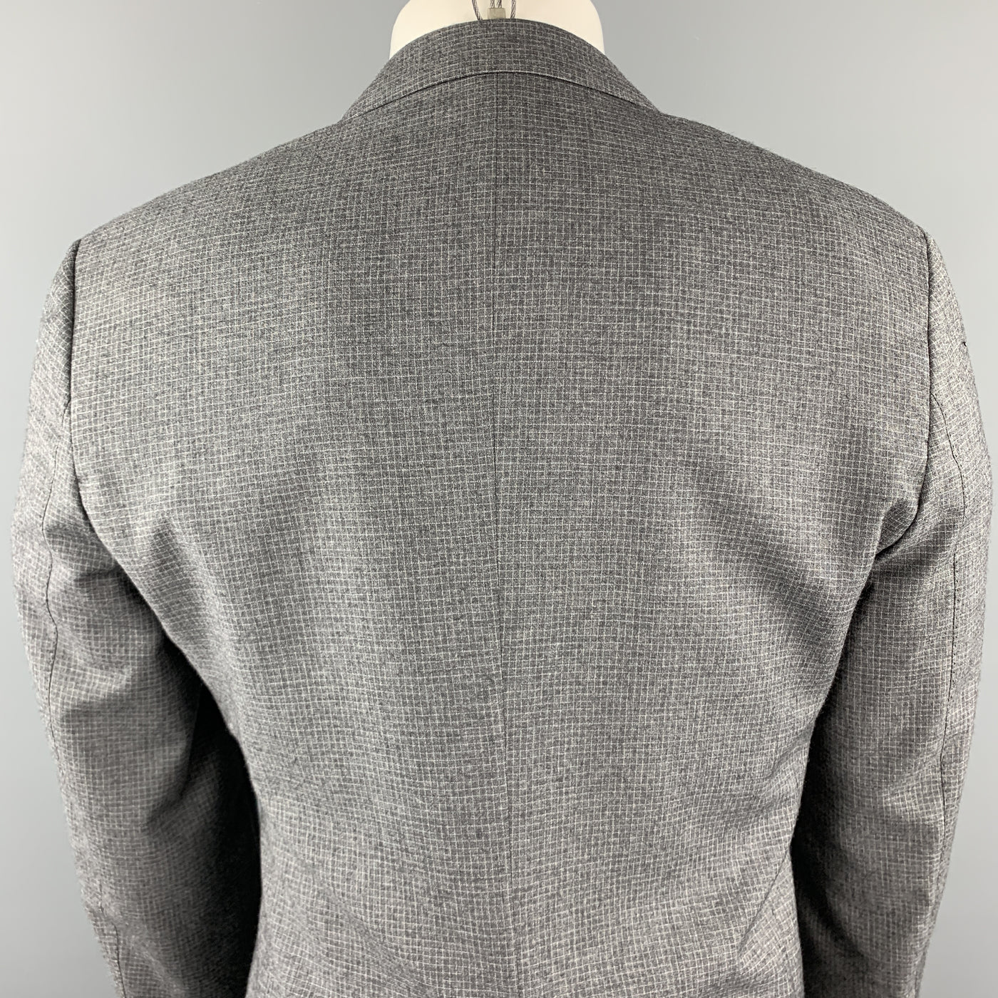PAUL SMITH The Byard Size 38 Gray Grid Wool Notch Lapel Flap Pockets Sport Coat Jacket