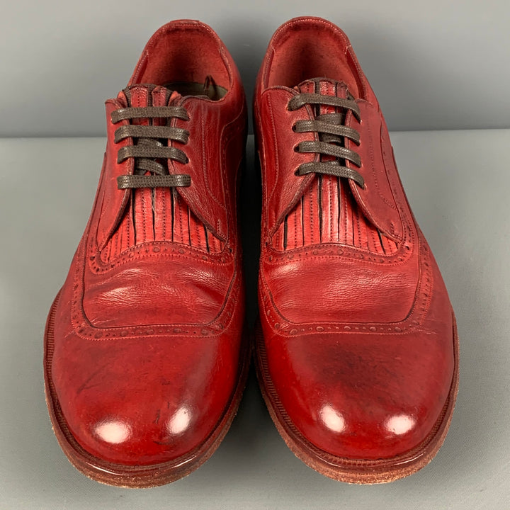 DOLCE & GABBANA Size 11 Red Oxblood Antique Lace Up Shoes