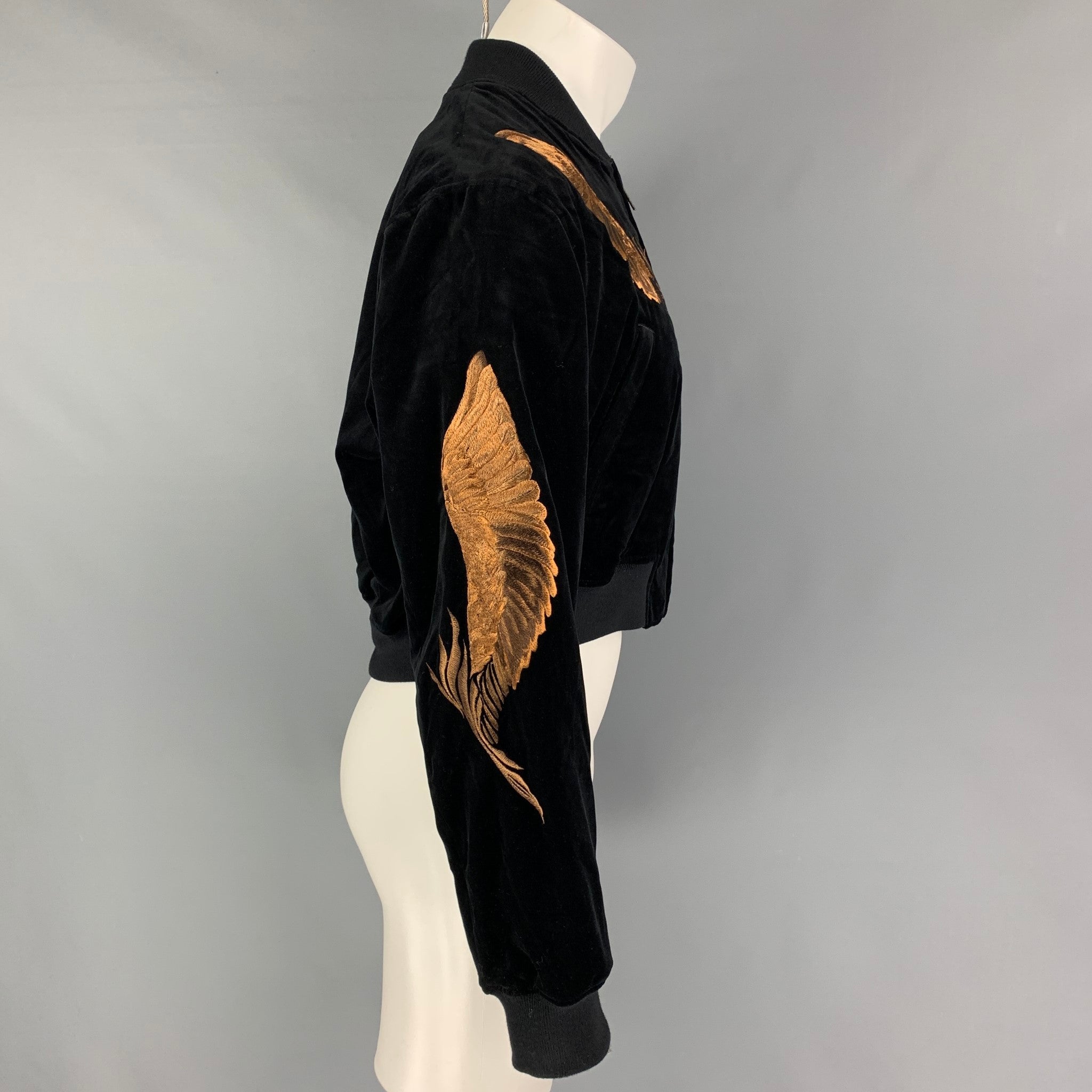 CHRISTIAN DADA FW 19 Size 36 Black Copper Embroidery Cropped