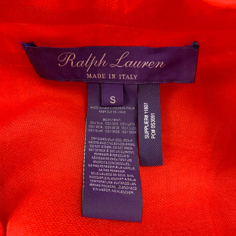 RALPH LAUREN Purple Label Size S Red See Through Silk Lightweight Belted Jacket