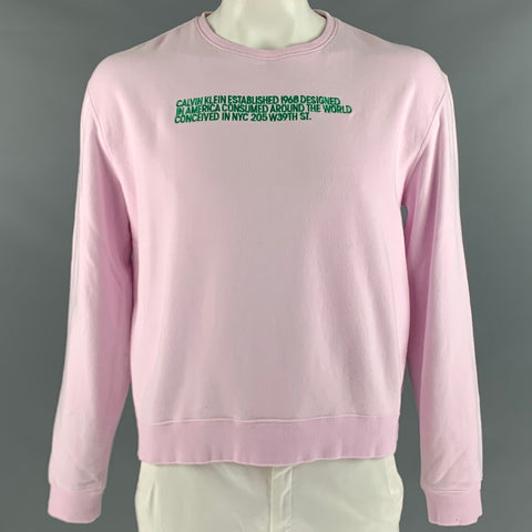CALVIN KLEIN 205W39NYC Size XXL Pink Green Embroidery Cotton Sweatshirt