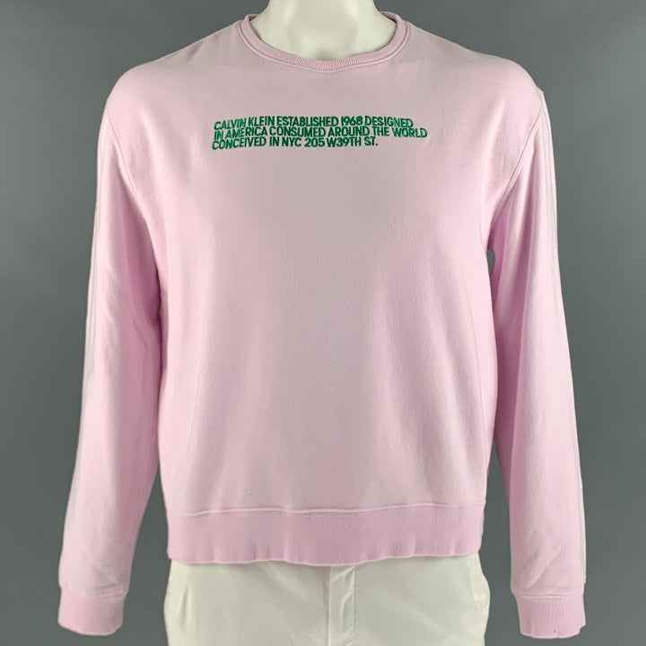 CALVIN KLEIN 205W39NYC Size XXL Pink Green Embroidery Cotton Sweatshirt