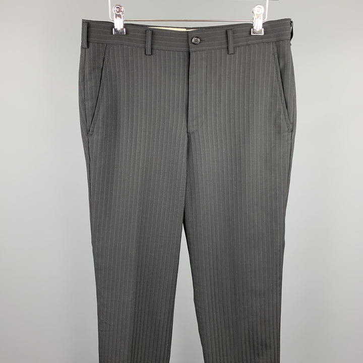 COMME des GARCONS HOMME PLUS Size S Stripe Wool Blend Zip Fly Dress Pants