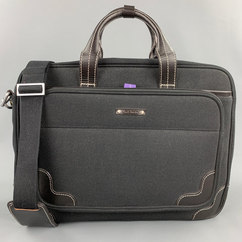 PAUL SMITH Black Canvas Leather Briefcase Bag