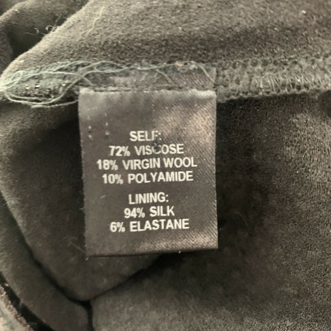 AREA Taille L Pantalon décontracté en mélange de viscose noir métallisé avec fermeture éclair latérale