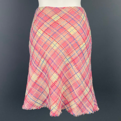 MOSCHINO CHEAP AND CHIC Size 8 Pink Boucle Wool A-Line Skirt
